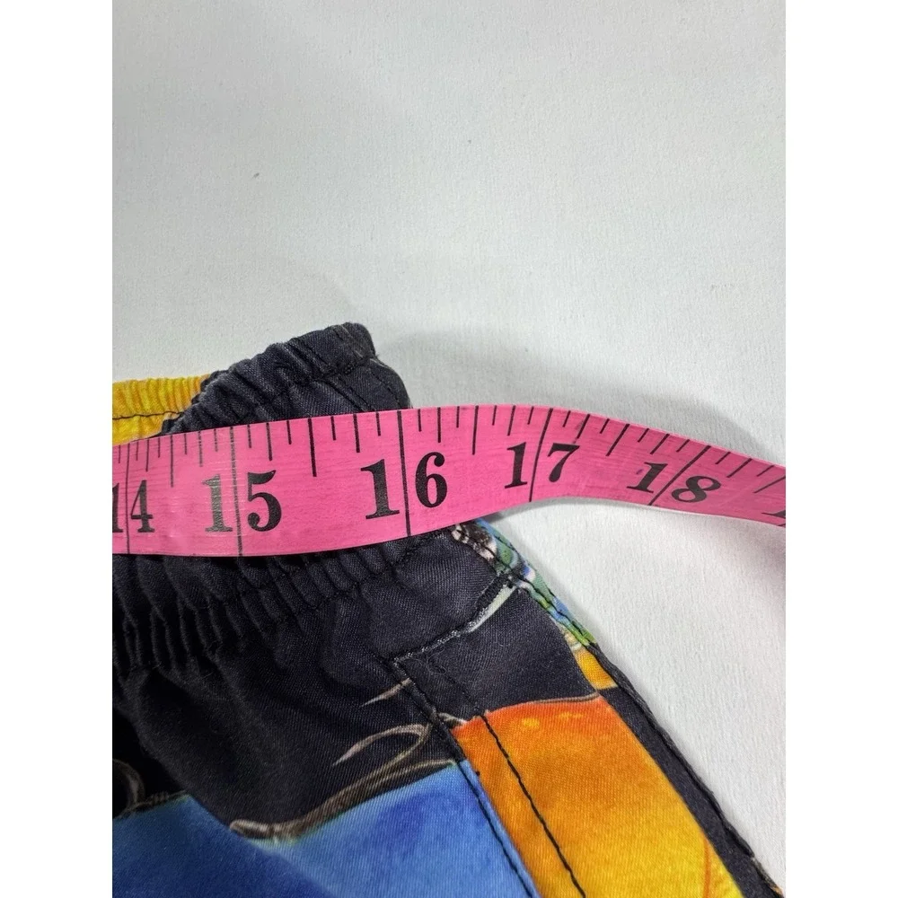 Neff Men's XL Swim Shorts Black/Multicolor Fish Print Drawstring Pockets